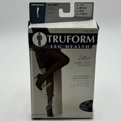 Pantimedias transparentes para dama TRUFORM Lites 15-20 mmHg (azul marino) medianas Foto 1 de 4