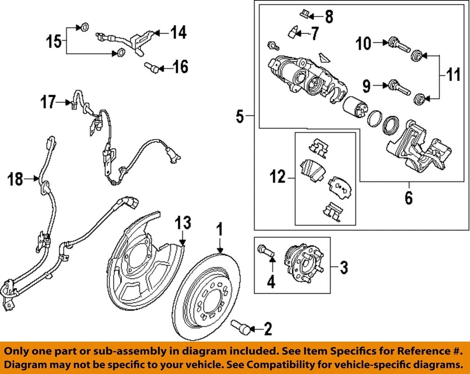 Оригинальные компоненты заднего тормоза подвески ротора HYUNDAI 15-22 Azera 584113V500 - Изображение 1 из 1