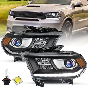 For 2014-2020 Dodge Durango Black Trim Halogen Headlight W/ LED DRL - Picture 1 of 28