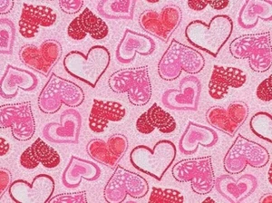 HEART FABRIC VALENTINE'S DAY GLITTER LOVE ROMANCE METALLIC CALICO BY THE YARD - Picture 1 of 3