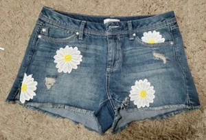 Pantalones Cortos Lauren Conrad Peekaboo Denim Destroyed Bordado Margarita Corte ~ 8 M3020 - Imagen 1 de 10