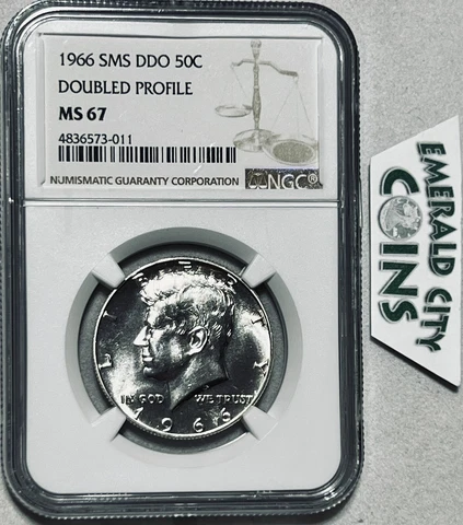 🔥1966 SMS DDO OBVERSE KENNEDY HALF DOLLAR NGC CERTIFIED MS67 DOUBLED-PROFILE Cover