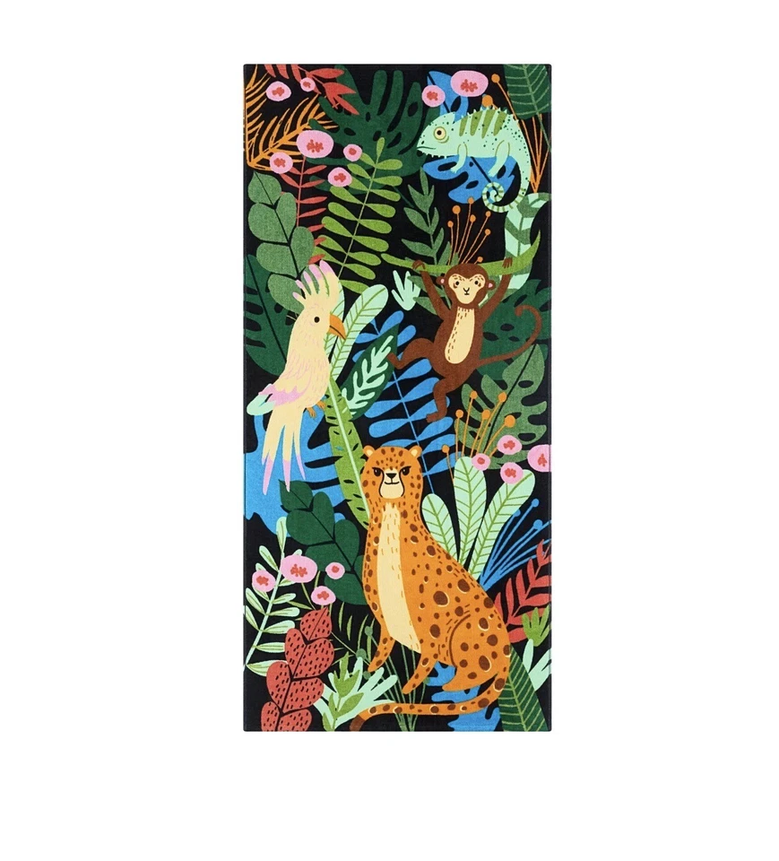 Mainstays Beach Towel Multicolor with Animals 28 Inch Quick Dry Jungle
