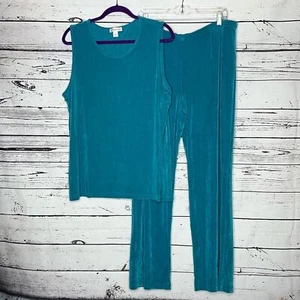 Coldwater Creek Größe 1X Blau 2 Stück Reise Strick Tank Top & Hose Outfit Set - Bild 1 von 7