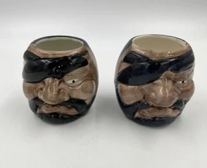 Set of 2 Ceramic 4" Pirate Mugs No Handle 3D Design - Picture 1 of 8