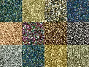 Metallic & Iris glass seed beads - size 11/0 (approx 2mm) 50g pack, pick colour - Picture 1 of 14