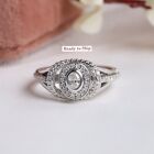 0.15 CT Oval Cut Lab Created Diamond Double Halo Ring/Ready To Ship 5.75 US Ring