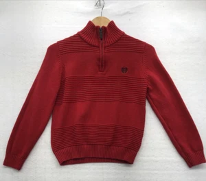 Chaps Boys Sweater Size M Red Pullover 1/4 Zipper Preppy Private School - Picture 1 of 11