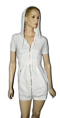 JUICY COUTURE Y2K 2000'S SZ P JERSEY FULL ZIP HOODED CARDIGAN SWEATSHIRT DRESS - Image 1 of 4