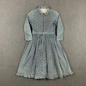 Vestido VISVIM WMV Mujer Reino Unido 14 Talla 3 Azul Largo Lunares Lino Algodón Pradera Arte - Imagen 1 de 12