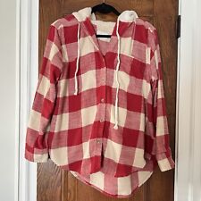 American Eagle Outfitters Flannel Hoodie Red Size M