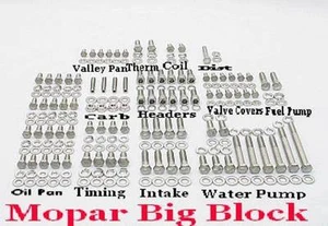 MOPAR ENGINE BOLTS KIT BIG BLOCK 383 400 413 426 WEDGE 440 STAINLESS STEEL HEX - Bild 1 von 1