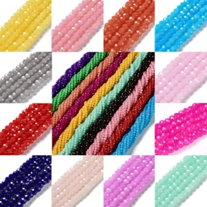 Hebras de cuentas de vidrio de jade imitación rondelle facetadas de 20 hebras para hacer joyas 8x6 mm - Imagen 1 de 111