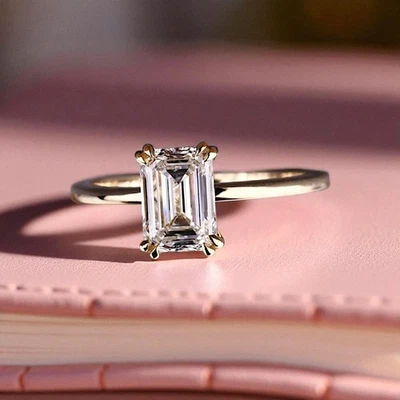 1.50 Ct Emerald Cut Diamond Wedding Ring IGI Certified 18k Yellow Gold Lab Grown - Image 1 of 4