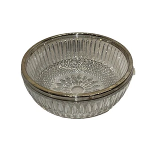 1960'S VINTAGE FRENCH CRYSTAL CUT BOWL WITH SILVER TRIM. FRUIT BOWL - Picture 1 of 7