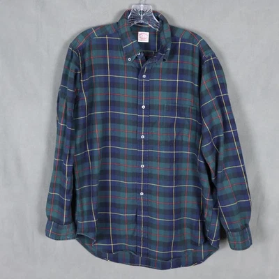 VTG Brooks Brothers Shirt Mens 16-R Green Tartan Plaid Brooksflannel USA Made - Image 1 of 4
