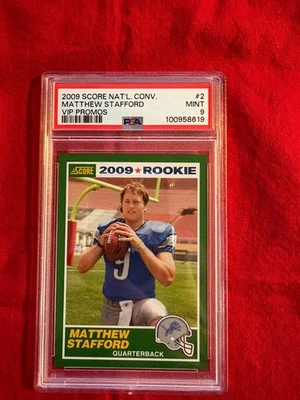 MATTHEW STAFFORD 2009 SCORE NAT'l CONV VIP PROMO ROOKIE YEAR CARD #2 PSA MINT 9 - Image 1 of 2