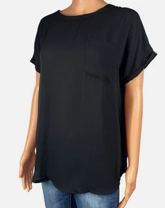 Buffalo David Bitton Women's Woven Blouse Patch Pockets Top | Black | Large - Picture 1 of 3