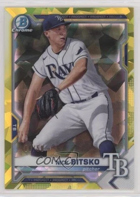 2021 Bowman Sapphire Edition Chrome Prospects Yellow Refractor /50 Nick Bitsko - Image 1 of 2