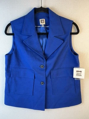 Nuevo con etiquetas Chaleco de Trabajo Anne Klein Mujer Top Talla 8 Azul Mariner Bolsillos Botón Muescas Foto 1 de 4