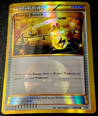 Energy Switch 109/108 NM Gold Secret Textured Rare Miscut OFC Pokemon Card! - Image 1 of 2