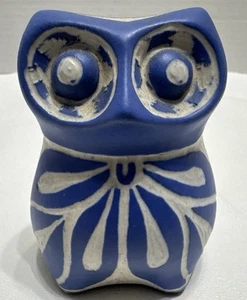 Vintage Pablo Zabal Chile Volkskunst Keramik blau und weiß Eule Figur signiert 3 Zoll - Bild 1 von 5