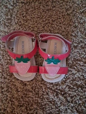 Robeez Girls Infants Pink Sandals Easy Closure Size 6-9 Months - Image 1 of 4