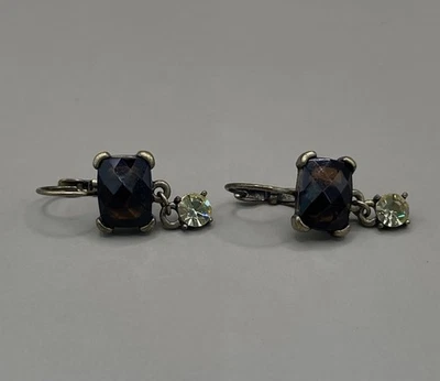 Pendientes para mujer 1928 perforados tono dorado metal verde marrón pedrería Foto 1 de 4