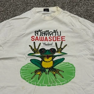 Camiseta De Colección Años 90 Pon Pon Exótica Tailandia Rana Gráfica Blanca Animal Camiseta Para Hombres L - Imagen 1 de 6
