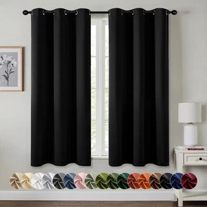 MIULEE Black Blackout Curtains for Bedroom Living Room 63 Inches Long 2 Panel... - Picture 1 of 8