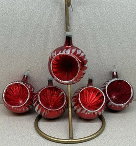 "5 adornos colgantes vintage de Navidad con reflector de sangría roja brillo plateado 2,25""" - Imagen 1 de 9
