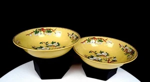 Wedgwood Porcelain Cuckoo Yellow Antique 2 Piece 6 1/4" Coupe Cereal Bowls 1898 - Picture 1 of 9