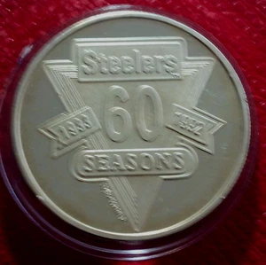 Steelers 60th 1992. Seasons Art Round-Highland Mint 1 oz.999 plata - Imagen 1 de 4
