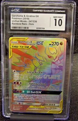 POKEMON Tag Team Garchomp Giratina GX 247/236 Unified Minds Rainbow CGC 10 GEM - Image 1 of 3