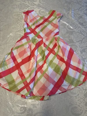 Girls size 4 Gymboree 2014 Easter Spring Dressy Green Pink Plaid Bow Back Dress - Image 1 of 4