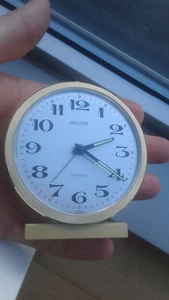 Deluxe 021-014/1 ALARM CLOCK HAND-WINDING VINTAGE REVEIL WATCH 60's MONTRE UHR - Imagen 1 de 12