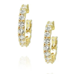 Pendientes Aros Oro 24 Quilates Dorado Circonia Oro Amarillo Resistente O225D - Imagen 1 de 8