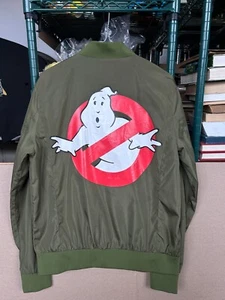 Ghostbusters Cakeworthy Men's Medium Bomber Jacket Who You Gonna Call Green - Picture 1 of 12