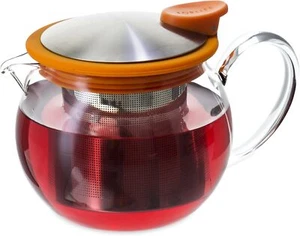 FORLIFE Bola Glass Teapot with Basket Infuser, 15-Ounce/444ml, Orange - Picture 1 of 1