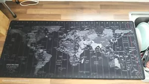 XL World Map Time Zones Gaming Mouse Mat Pad Extra Large Anti-slip Laptop - Picture 1 of 4
