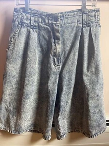 Queen of Saba Concorde vintage 1980s wide leg knee length shorts marble Denim 42 - Picture 1 of 10