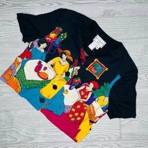 vintage karin stevens shirt cropped pop art unique brunch / French theme size 8 - Picture 1 of 4