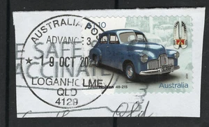 2021 AUSTRALIA $1.10 Holden 48-215 stamp LOGANHOLME QLD 4129 postmark on piece - Picture 1 of 2