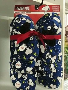 Snoopy Peanuts Natale Famiglia Ciabatte Calzini Uomo Donna Bambini Set/3 Grip Blu - Foto 1 di 2
