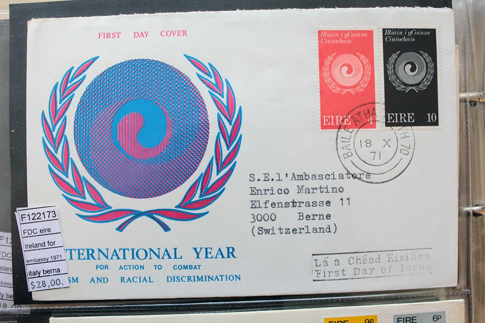 FDC EIRE IRELAND FOR EMBASSY ITALY BERNA 1971 (F122173) - Image 1 of 1
