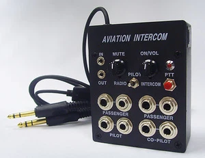 4 User Aviation Pilots Aircraft Intercom (Calls/Music) with PTT Button - Picture 1 of 8