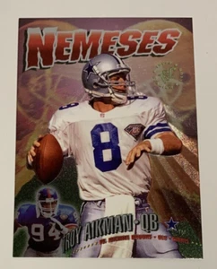NFL TROY AIKMAN & MICHAEL BROOKS 1995 Stadium Club NemesesTrading CARD #N8 - Foto 1 di 4