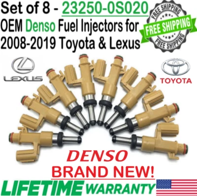СОВЕРШЕННО новые оригинальные топливные форсунки DENSO 8 единиц для Lexus LX570 5,7 л V8 2013-2019 годов выпуска - Изображение 1 из 4