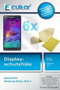 6x Protection pour Ecultor Samsung Galaxy Note 4 Film de d'écran cristal clair - Photo 1 sur 5