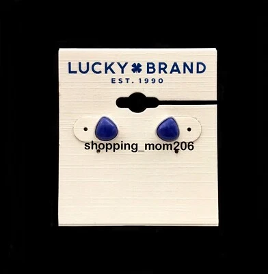 Brincos Lucky Brand tom prata fosco com pedra azul - Imagem 1 de 3